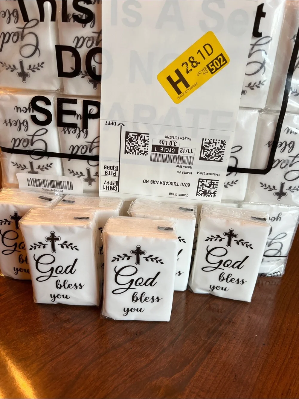 God Bless You White Decorative tissues Pack for Home use or small gifts .